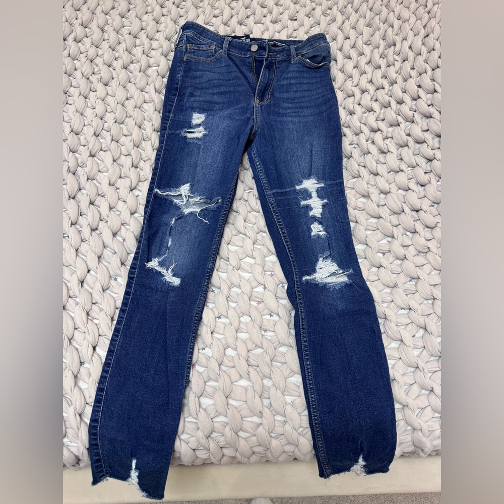 Hollister Dark Blue Ripped Skinny Jeans